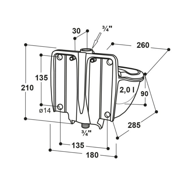 Verwarmde drinkbak Suevia 46-MS¾ – 24V, 80W Verwarmde drinkbak Suevia 46-MS¾ – 24V, 80W