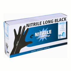 Zwarte nitril handschoenen lang 300 mm per 50 Zwarte nitril handschoenen lang 300 mm per 50