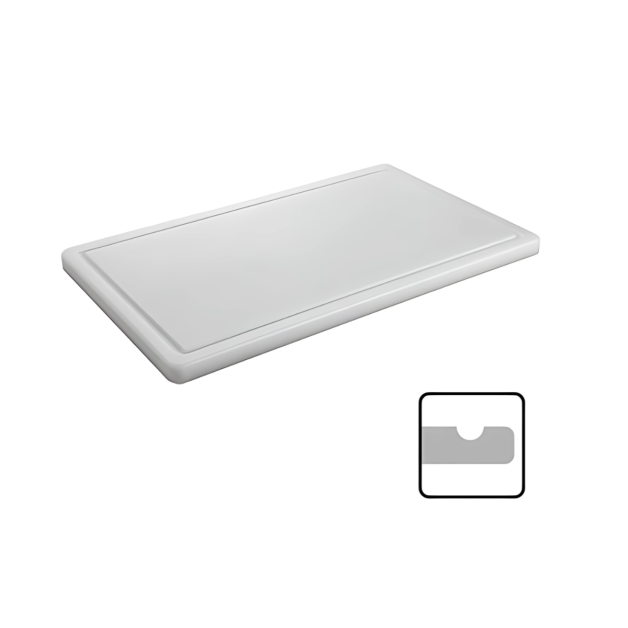 Grooved white cutting board 60x35x2 cm