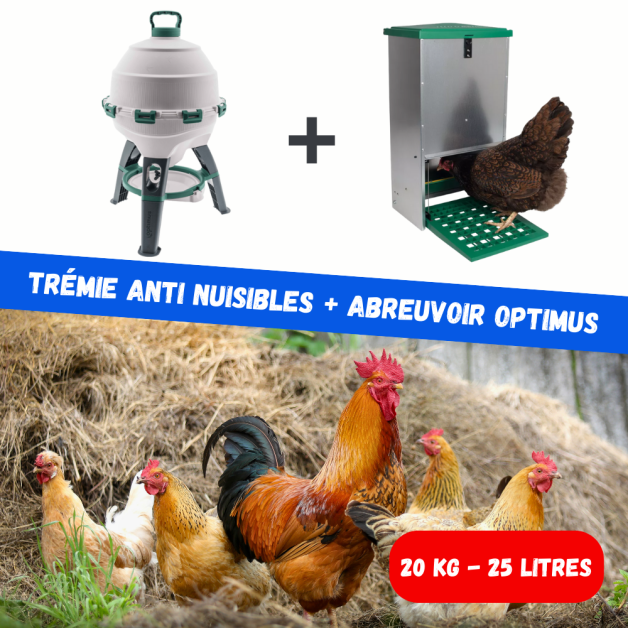 Anti-Pest Hopper 20 kg + OPTIMUS Waterer 25 Liters