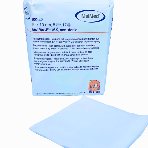 Compresses de gaze non stériles MaiMed – 10 x 10 cm – 8 plis