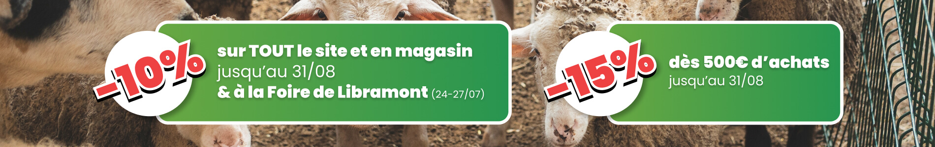 Profitez de 10% sur TOUT le site et jusqu'à -15% dès 500€ d'achats