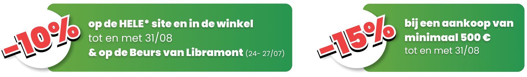 Profiteer van 10% korting op de gehele site en tot 15% korting bij aankopen van € 500 of meer.